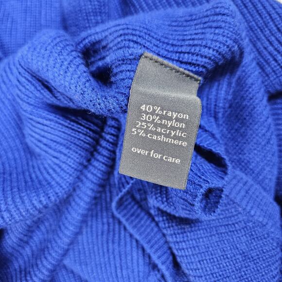 The Limited Blue Knit Tunic Sweater XL Dolman Sleeve Cashmere Blend - Picture 5 of 7